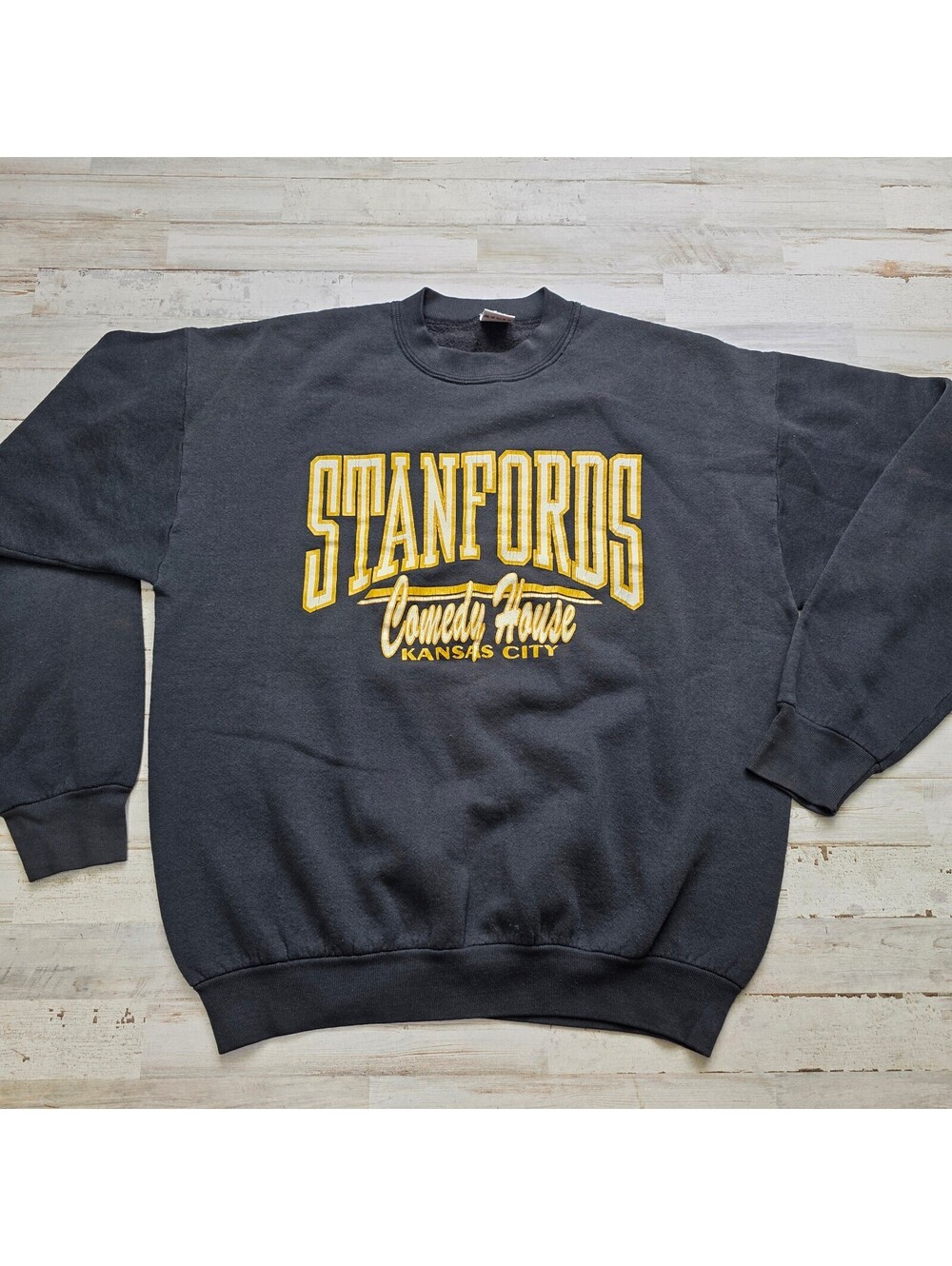 VTG Stanford's Comedy House Kansas City Sweatshirt XL Black C. Chaplin Quote